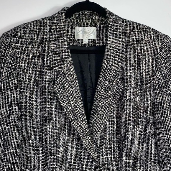 Lord & Taylor Vintage Women’s 100% Silk Black & White Tweed Blazer Jacket Sz 16 - Picture 3 of 9